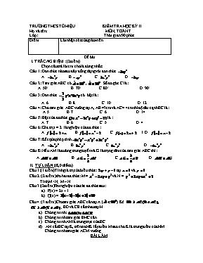 Kiểm tra học kỳ 2 môn Toán khối 7